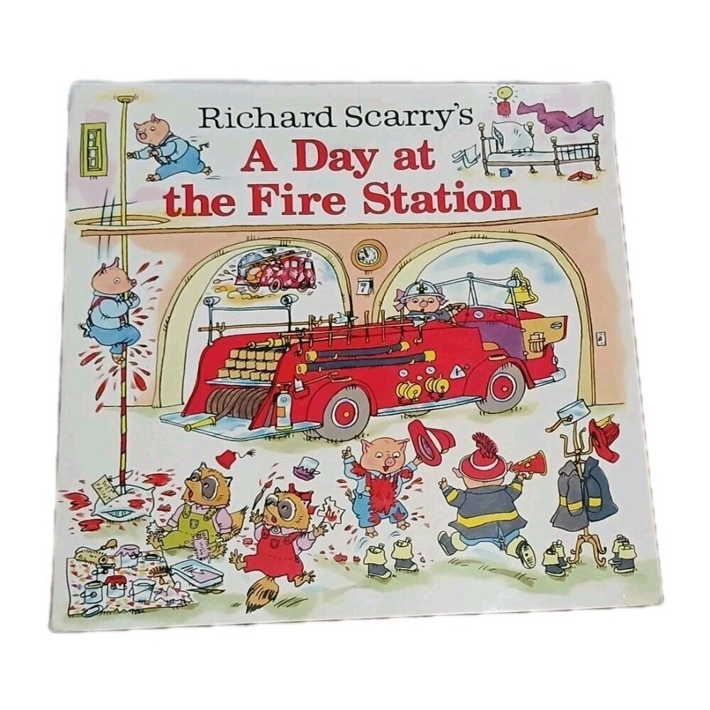 Vintage A Day at the Fire Station by Richard Scarry Good Condition - Picture 1 of 3